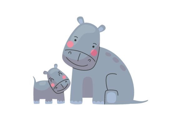 Animal Fat Hippo Mom and Baby: Cute Cartoon Font for Family Brands