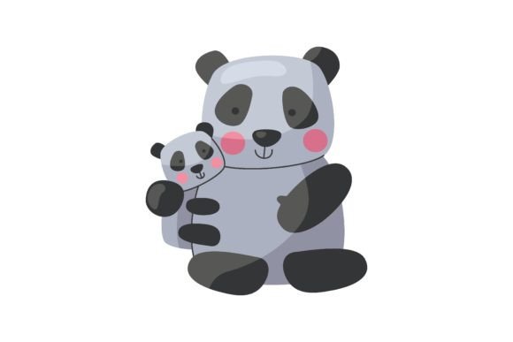 Animal Panda Mom and Baby, Cute Cartoon: A Designer’s Delight
