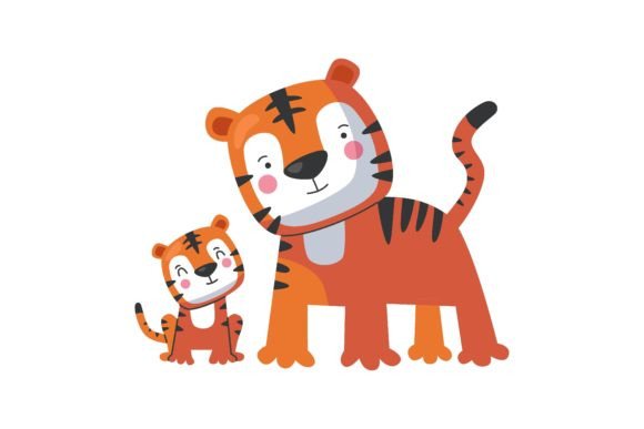 Animal Striped Tiger Mom and Baby, Cute: Beyond Typography
