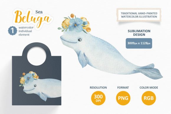 Bring Gentle Whimsy to Projects with a Watercolor Sea Beluga