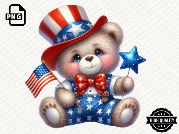 Celebrate with a Star-Spangled Teddy: Your 4th July Clipart Guide