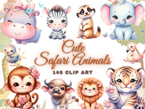 Cute Safari Animals: Jungle Animal PNGs for Designers