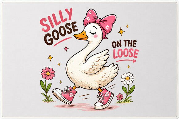 Cute Silly Goose Graphic PNG: Playful Design Asset