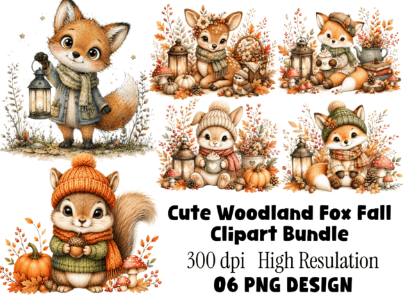 Cute Woodland Fox Fall Clipart Bundle: Cozy Autumn Designs