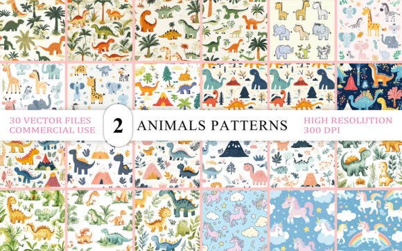Dinosaur, Jungle Animals & Unicorn Patterns: A Designer's Playful Toolkit