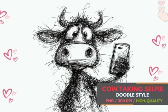 Funny Cow Taking Selfie PNG Clipart for Playful Projects