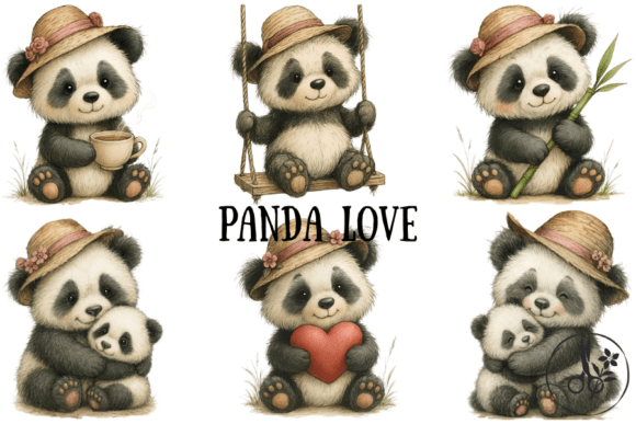 Panda Love: Adorable Clipart for Modern Crafts
