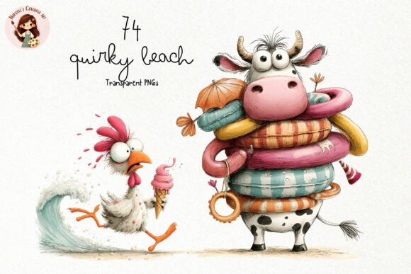 Quirky Beach Animals PNG Clipart: Your Go-To for Playful Summer Designs