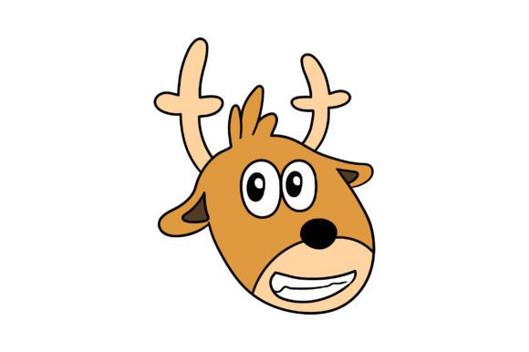 Smiling Deer Animal Head Emoticon: A Playful Visual Asset