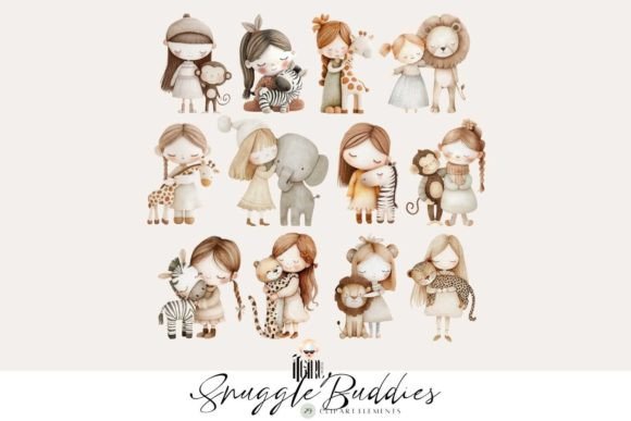 Snuggle Buddies Baby Animals Clipart for Nursery Designs