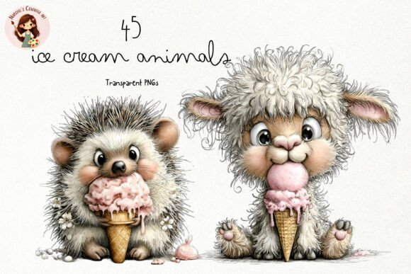 Sweeten Your Designs: The Cute Ice Cream Animals Clipart Collection