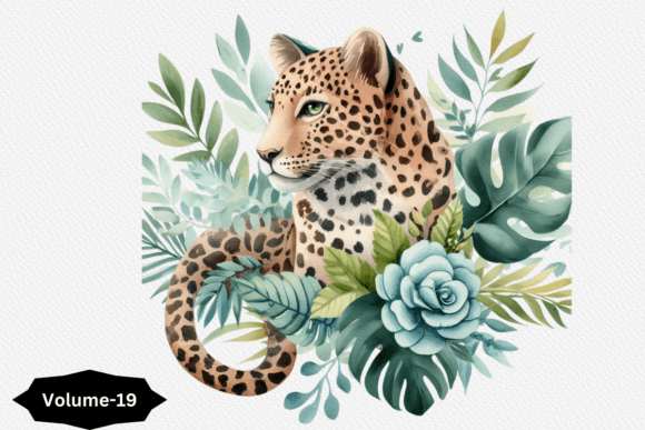 Watercolor Leopard Clipart Volume –19: Wild Elegance