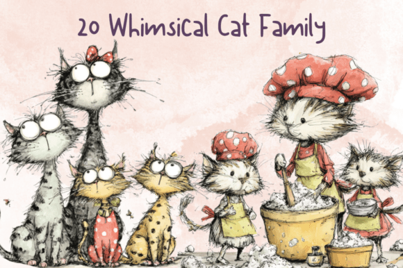 Whimsical Quirky Cat Family Clipart Set: A Designer's Guide